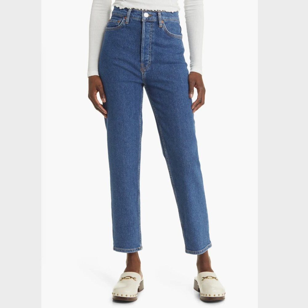Re/Done 70's Ultra High Rise Stove Pipe Jeans - Western Rinse - Size Women's 32
